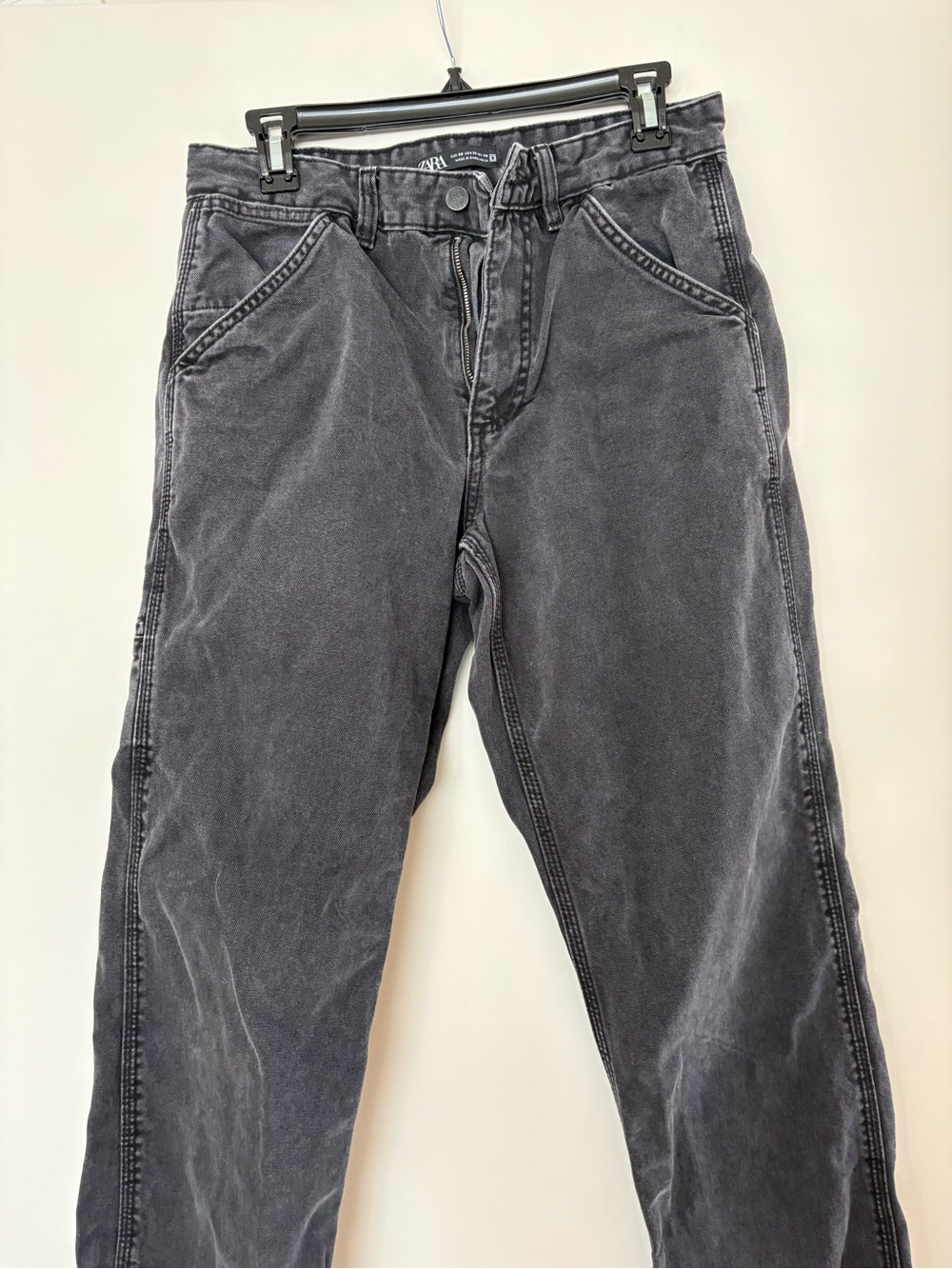 ZARA DNWR Men's Washed Charcoal Jeans - Classic Fit